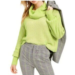 Becca Tilley x Bar III Sweater Cowl Neck Long Sleeve Knit Striped Neon Green XL